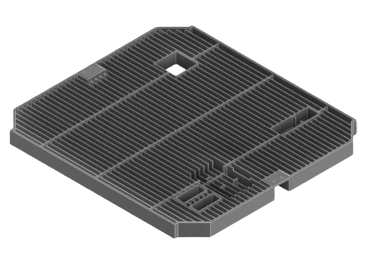 An injection molded part in CAD